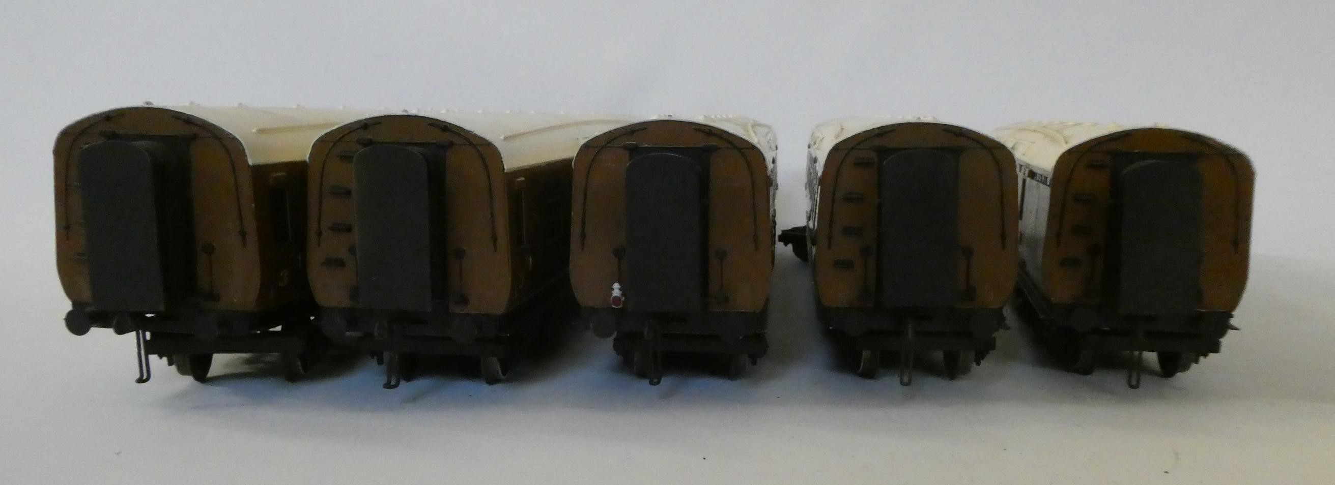 Five Exley K6 LNER Teak bogie coaches. All items have some additional painting Image