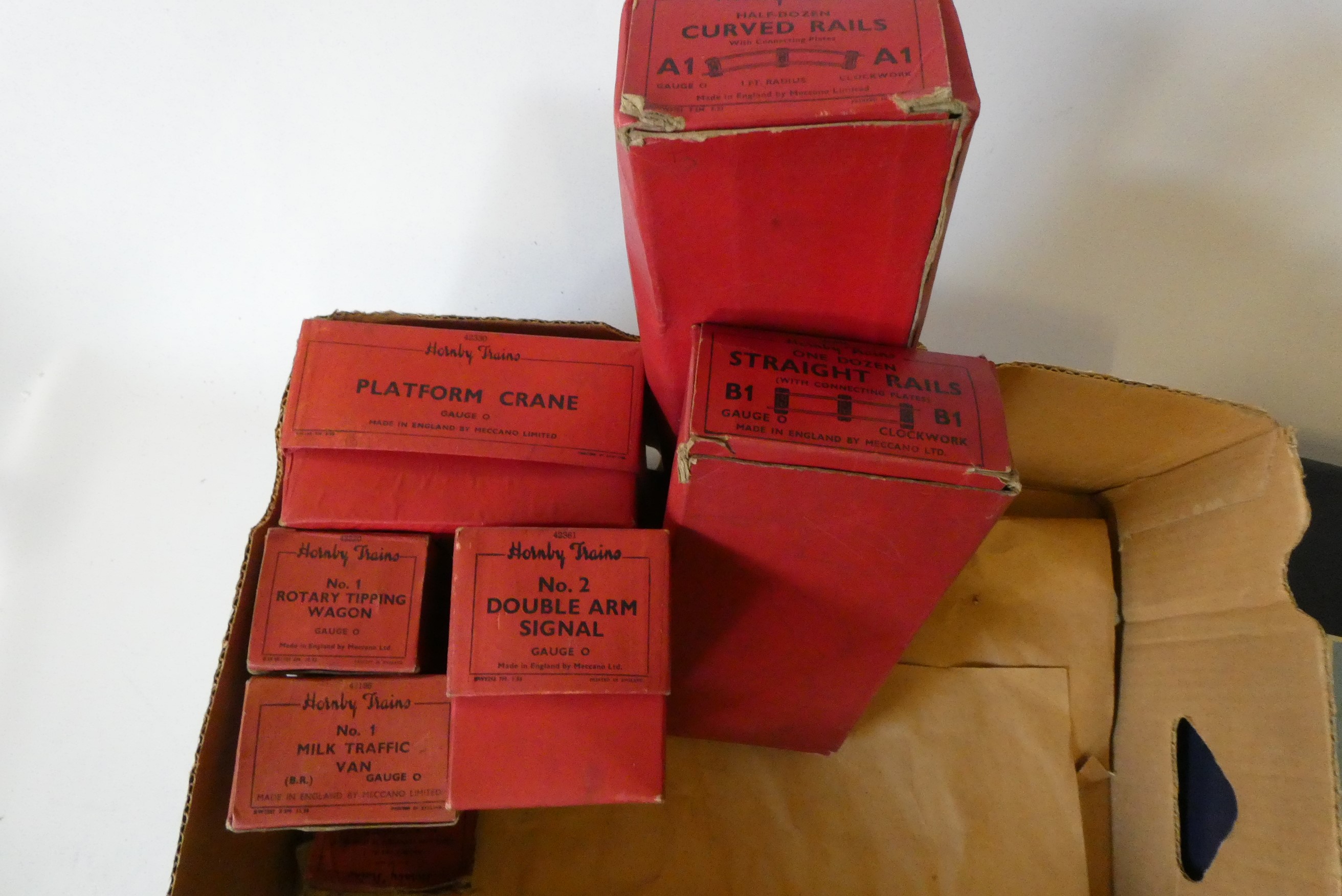 Hornby clockwork Goods set No 50 with British rail locomotive and three goods trucks Image