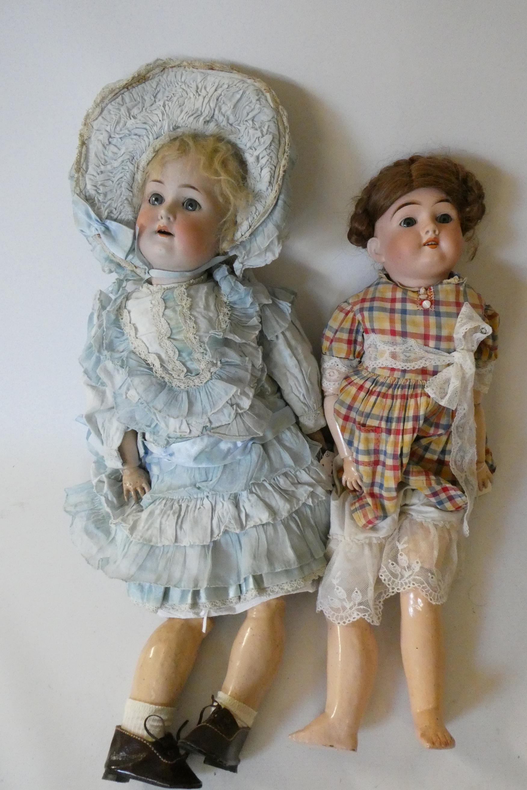 Two German bisque socket head dolls Image