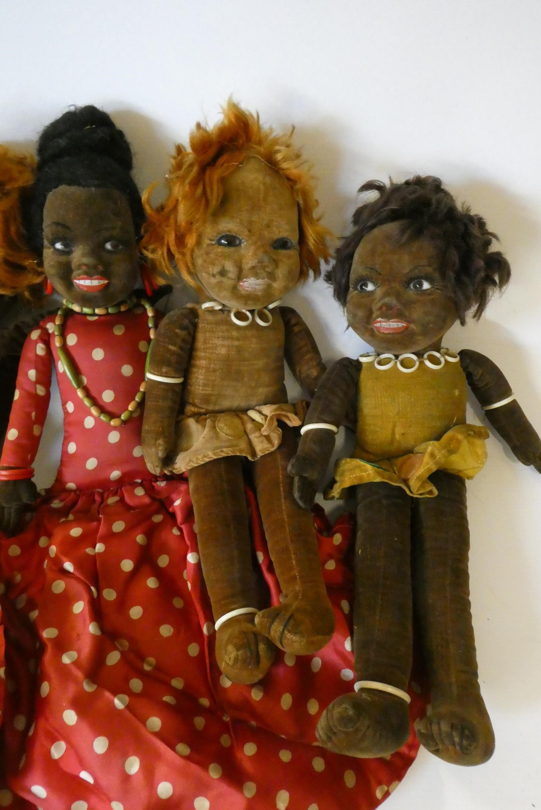 Six Norah Wellings girl dolls, all in original outfits, largest 16 1/2" long (Est. plus 24% premium Image