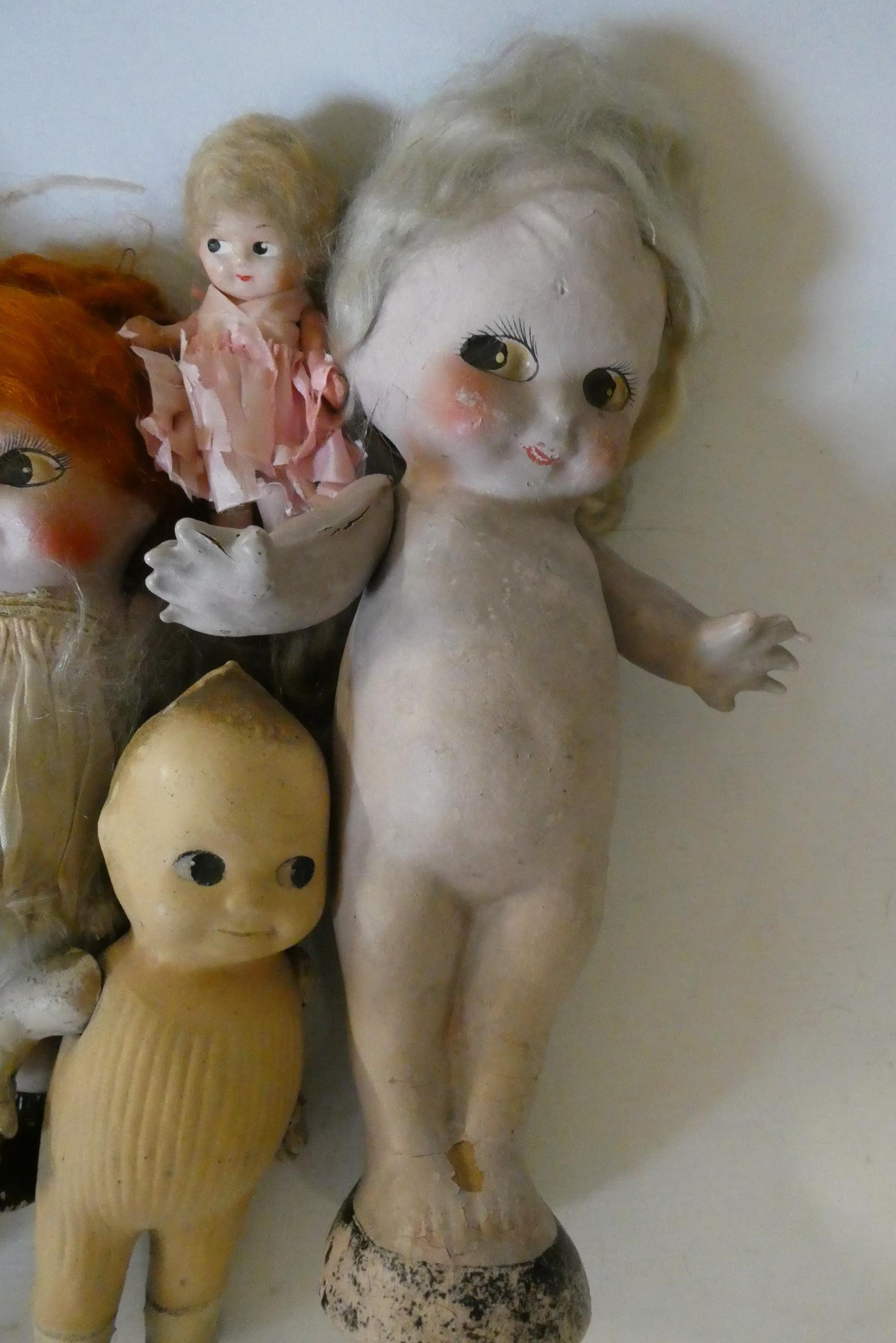 Seven Kewpie type composition dolls, all with jointed shoulders, largest 11" tall (Est. plus 24% Image