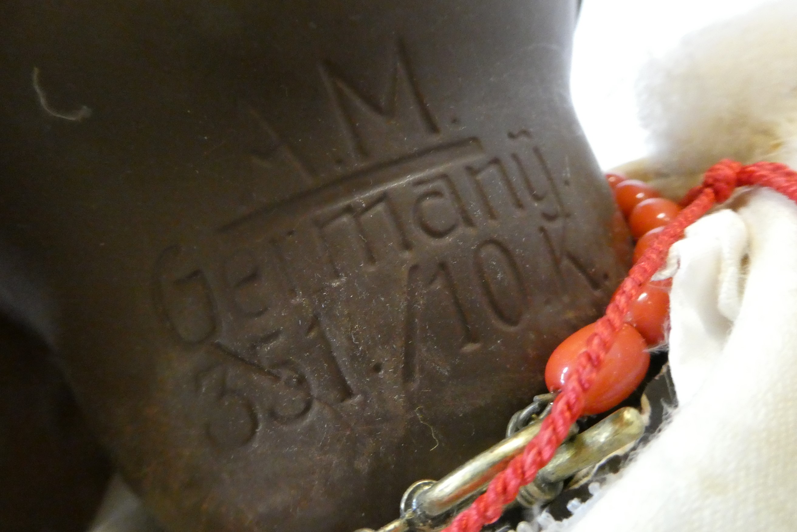 Two Armand Marseille bisque socket head baby dolls, one 24" 351/10K with sleeping eyes and open Image