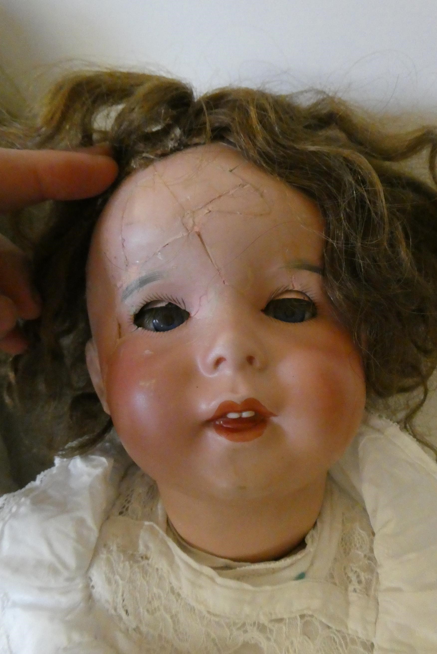 Two restored bisque SFBJ socket head dolls Image