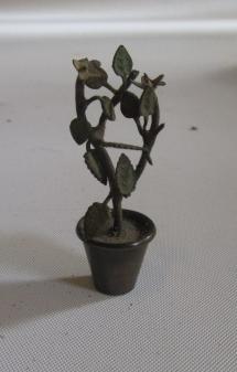 An Austrian miniature painted bronze flower in pot Image