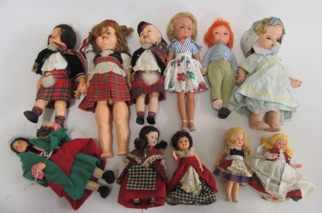 Ten various plastic dolls including two Roddy walking dolls Image