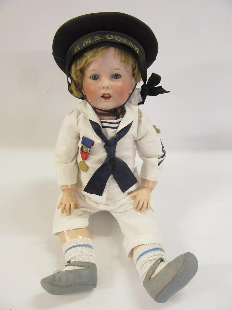 An S.F.B.J. French bisque head character doll Image