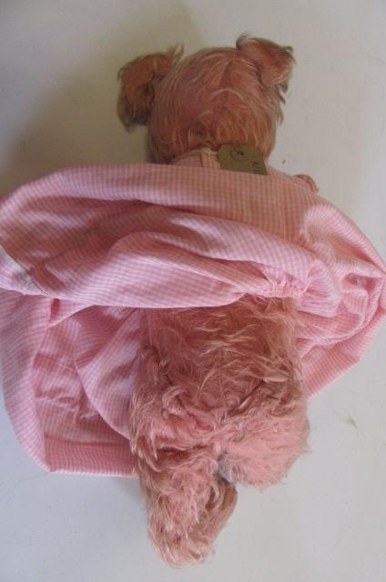 A teddy bear pre-war in pink plush Image