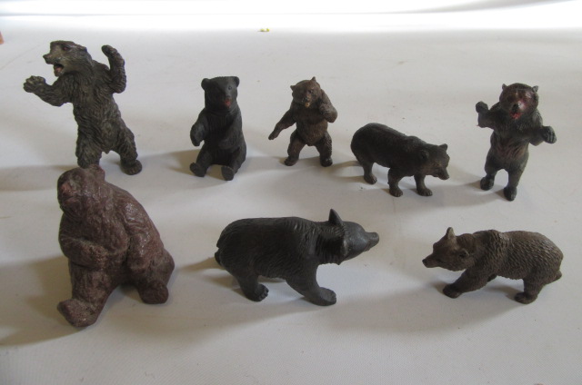 Nine carved wood and composition Black Forest and New Forest bears in various attitudes Image