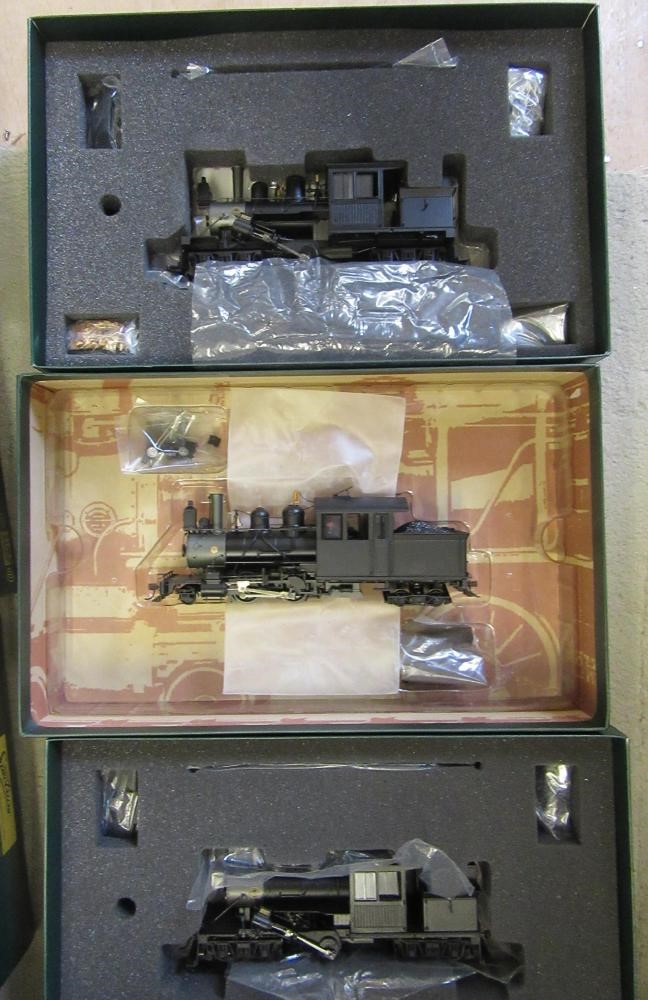 Three Bachmann O-N3 narrow gauge locomotives comprising 2-4-4 Forney DCC fitted with sound Image