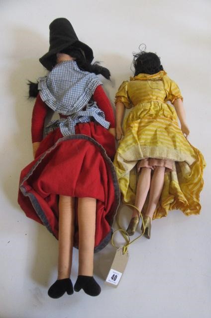 A Norah Wellings Welsh costume doll wearing a black felt hat Image