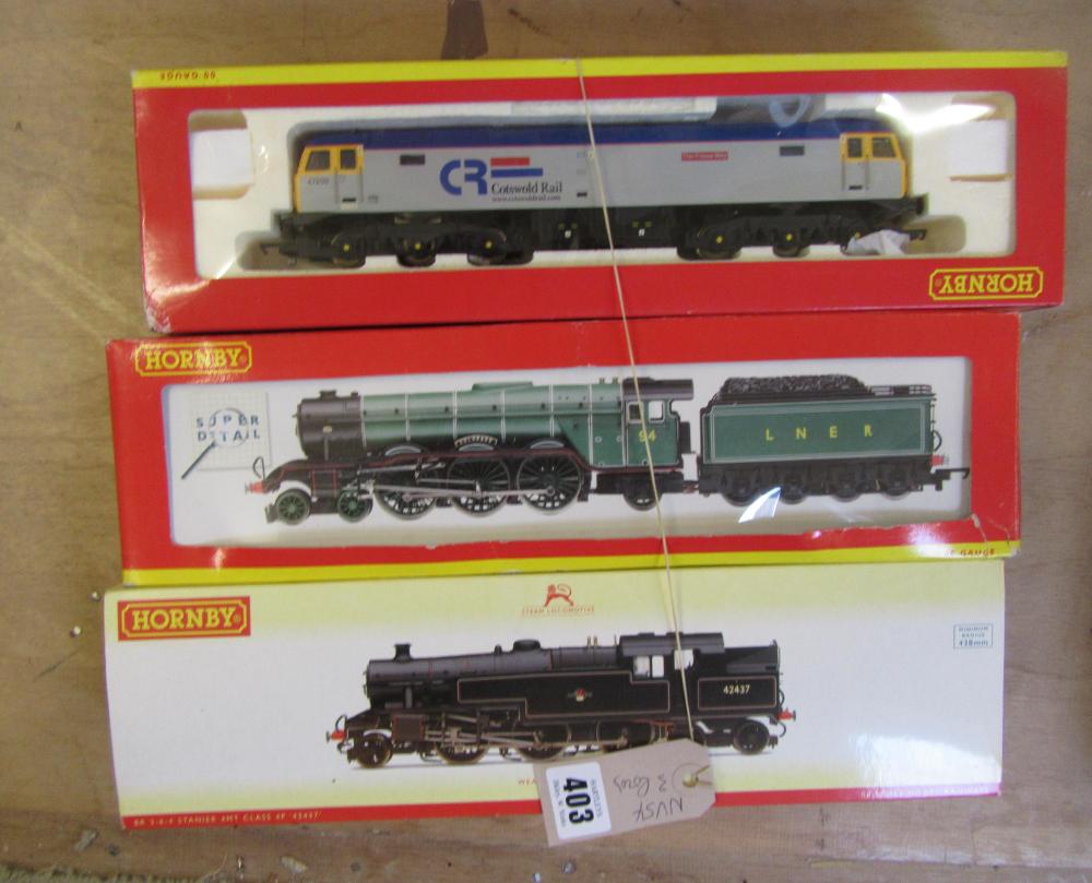 Three Hornby locomotives comprising B.R. 2-6-4 tank Image