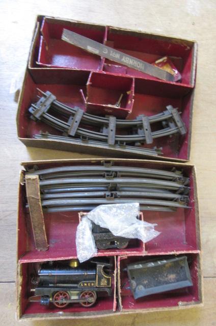 Playworn Hornby Clockwork Train Set with L.N.E.R. locomotive Image