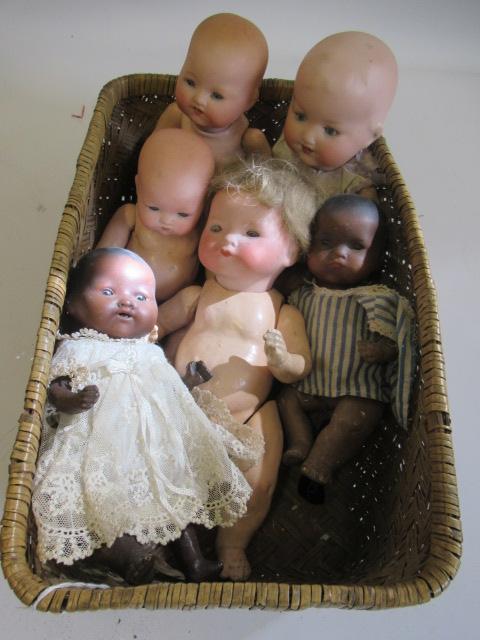 Six Armand Marseille baby dolls, comprising a 341/4/0K, a 341/1K, a 352/0K, a 371/4/0K and two Image