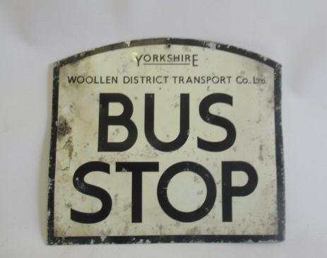 Yorkshire Woollen District Bus Stop sign, some damage, F (Est. plus 24% premium inc. VAT) Image
