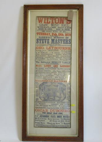 A Music Hall Performance Notice for Wiltons Grand Music Hall, Wellclose Square, E1 Tuesday Feb 13 Image