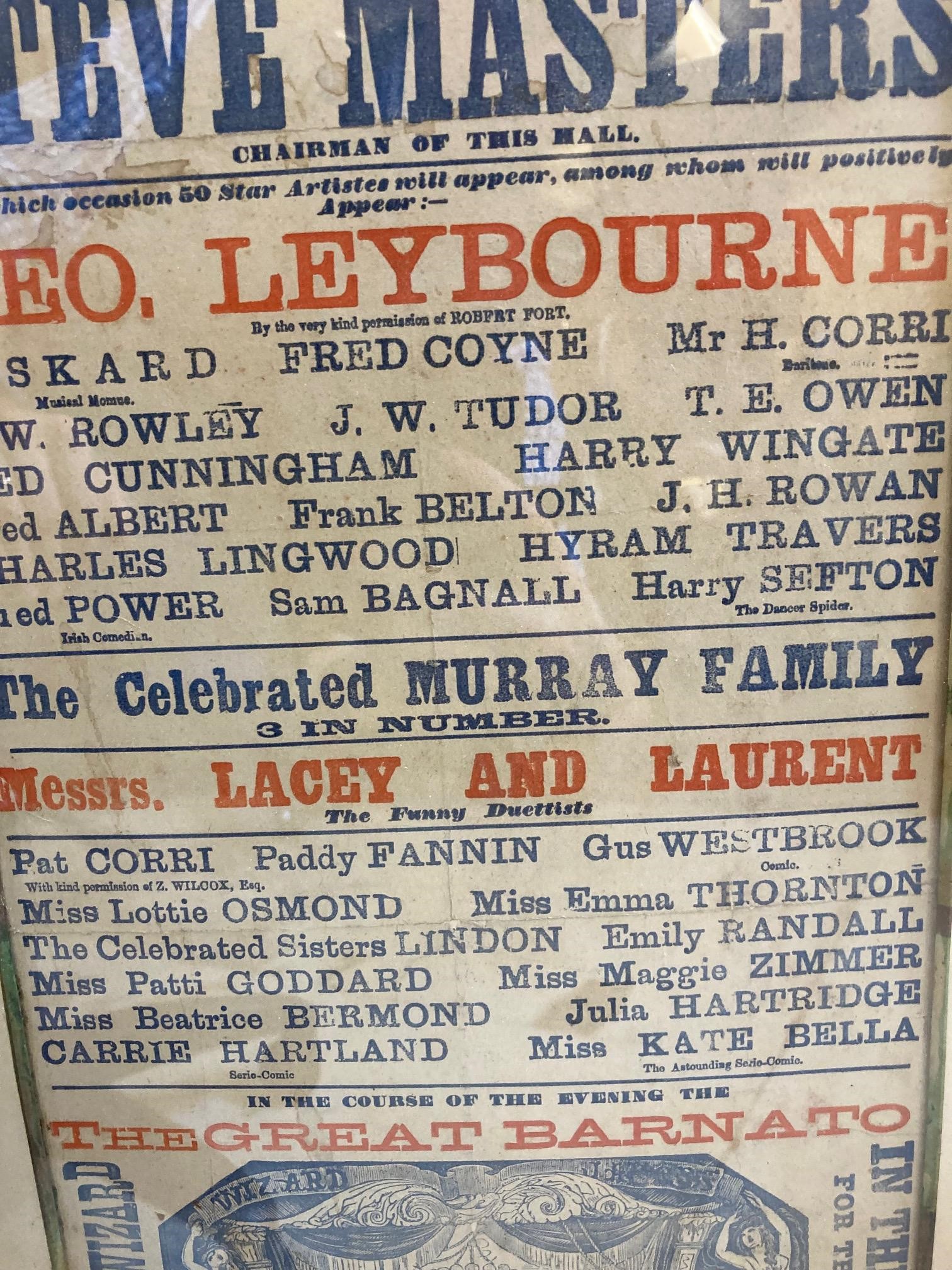 A Music Hall Performance Notice for Wiltons Grand Music Hall, Wellclose Square, E1 Tuesday Feb 13 Image