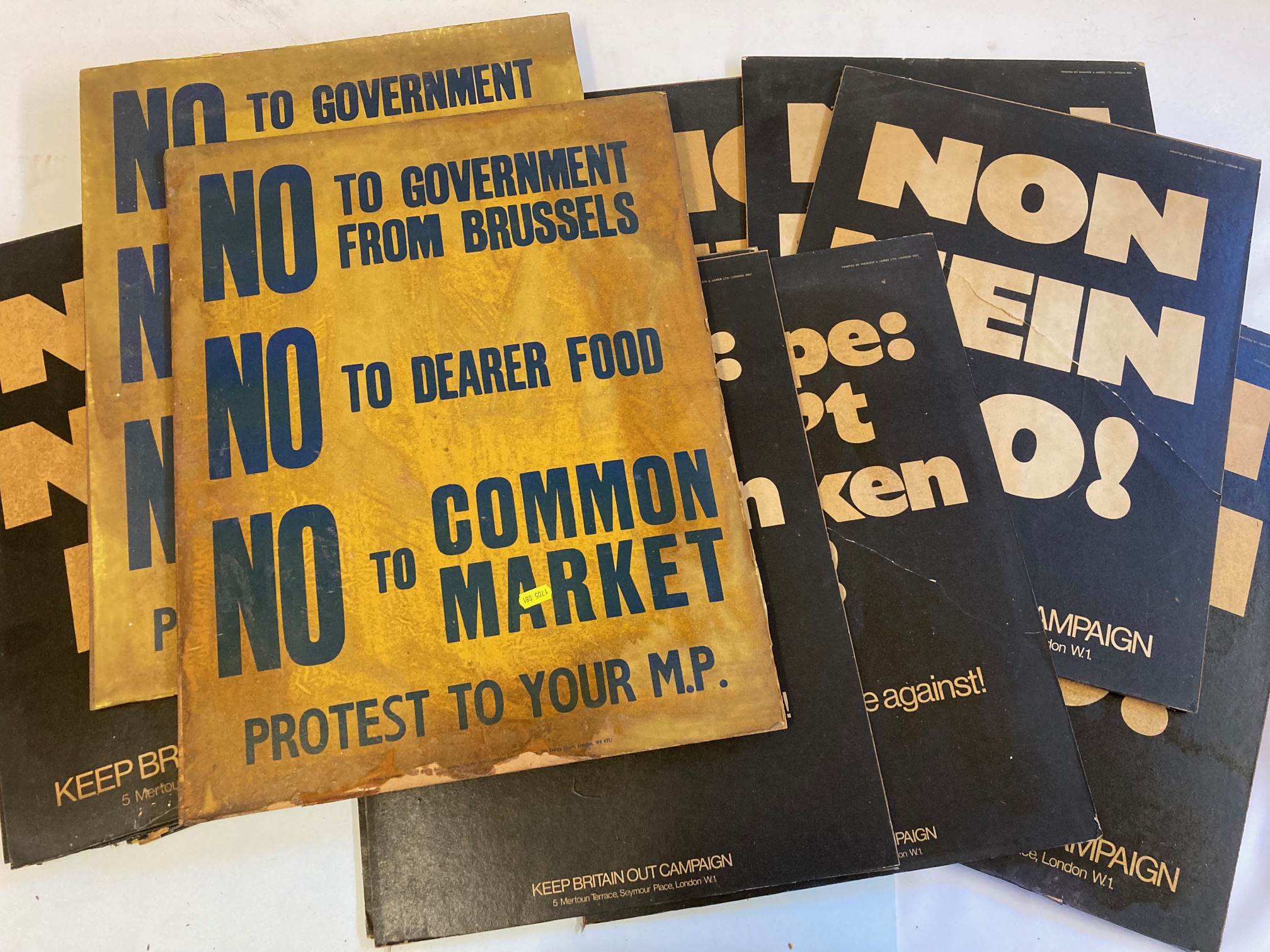 Seventeen placards demonstrating against Britain Image