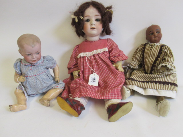 Three restored bisque socket head dolls Image