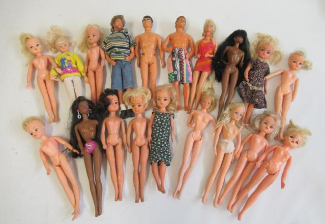 A collection of Barbie & Sindy dolls, including four Mattel 1966 marked Barbies, two 1968 marked Image