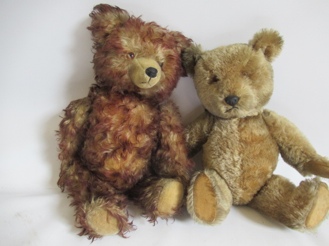 A 21" vintage teddy bear, with plastic nose and amber eyes, together with a 24" bi-colour collectors Image