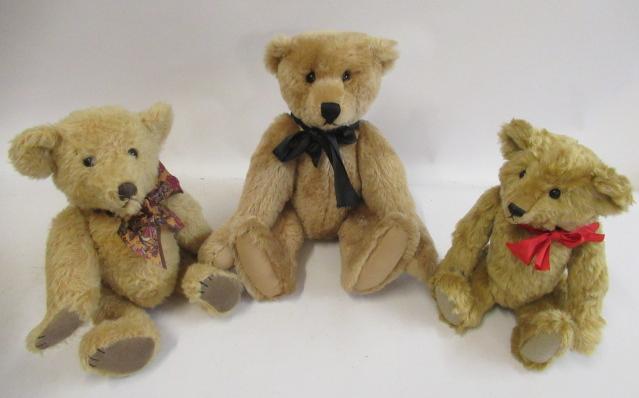 Three collectors teddy bears Image