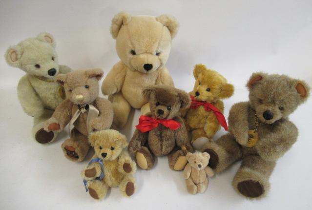 Eight collectors teddy bears, including a limited edition Canterbury Bears bear by John Mande, and Image