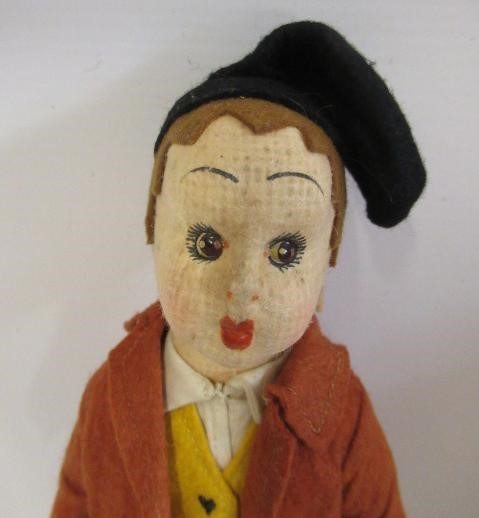 Two cloth dolls, comprising an 8 1/2" Lenci boy doll in original outfit, together with a 17 1/2" Image