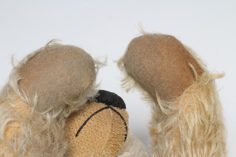 A Chad Valley teddy bear, with amber eyes, sewn nose, felt pads, light orange plush and Hygienic Image