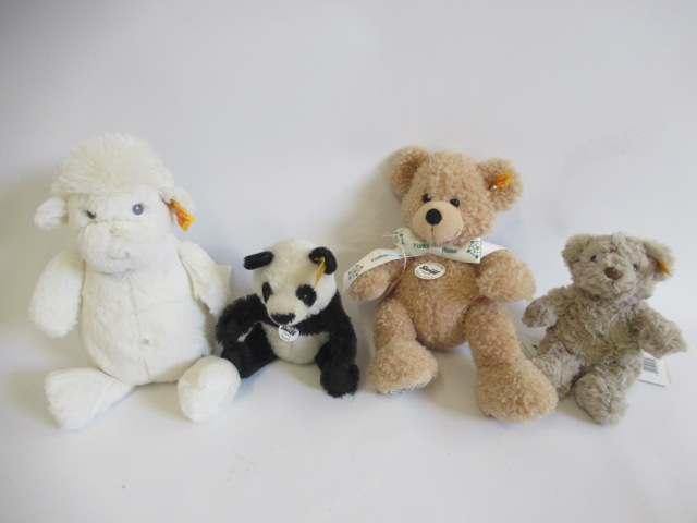 Four Steiff teddy bears, comprising a Yorkshire Rose, a Wooly Lamm, a Honey Teddy and a Pummy, all Image