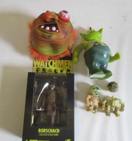 Film and television character figures including Watchman Rorshchach and Fungus the Bogeyman (Est. Image