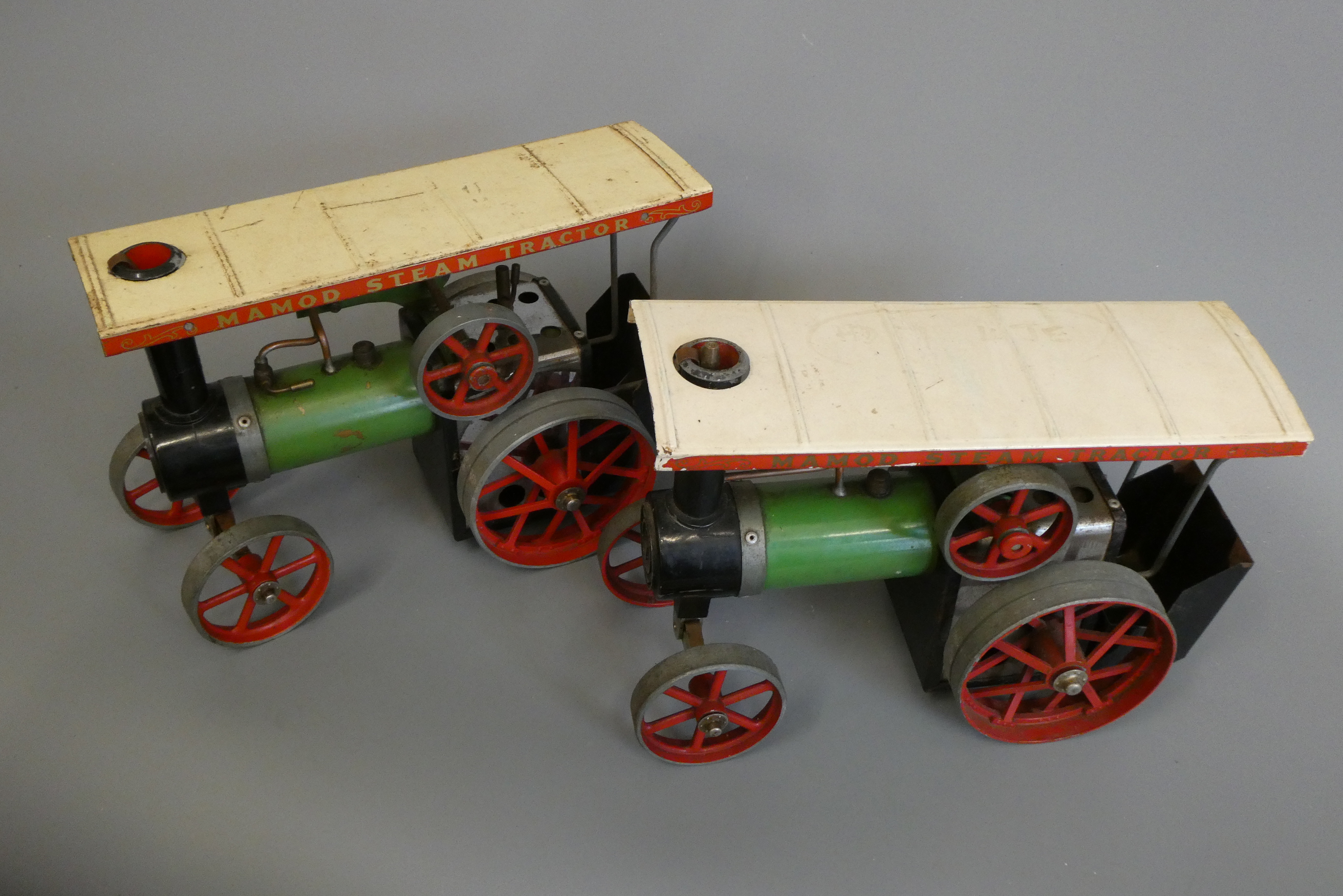Two playworn Mamod TE1 tractuion engines, some paint loss and rusting, F-P (Est. plus 24% premium Image
