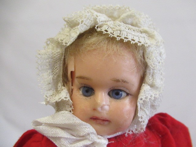 Two Victorian wax shoulder head dolls Image