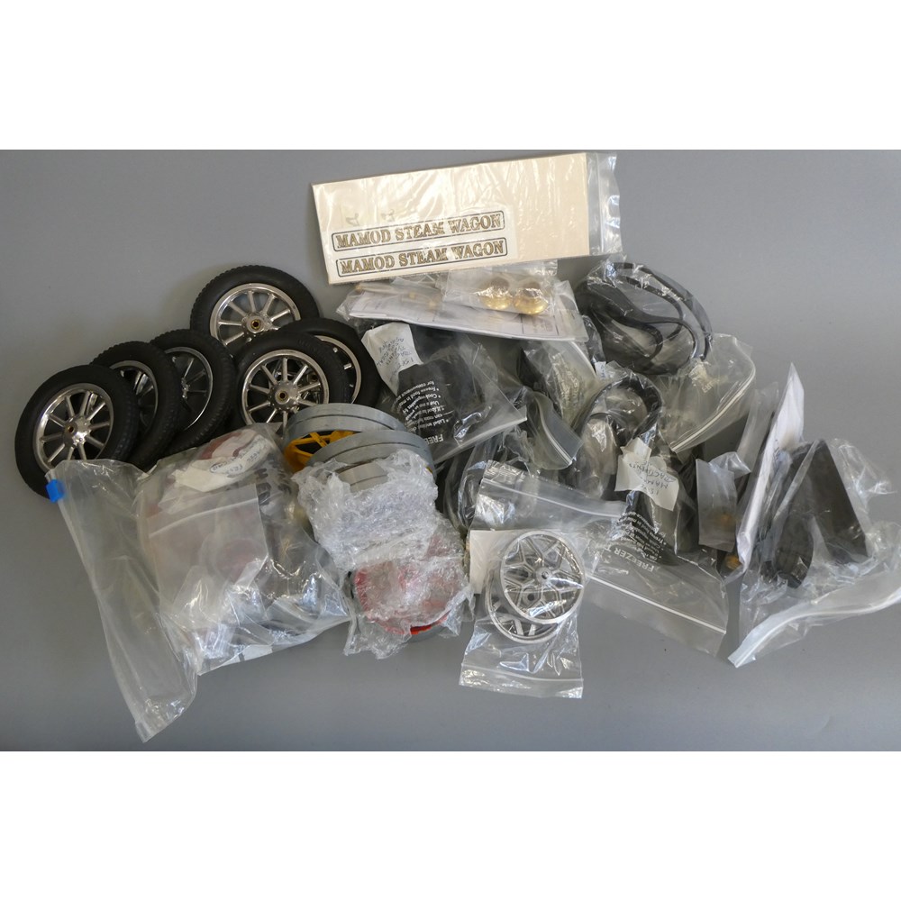 Mamod spares including wheels, axles and rubber tyres, most items in unused condition, G-E (Est. Image