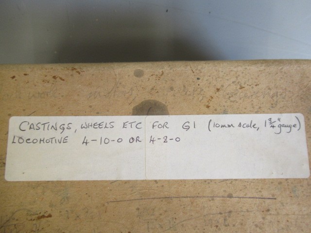 Set of castings for unknown G1 engine, includes wheel castings, unchecked for completeness (Est. Image