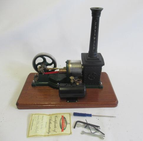 Cotswold Heritage Hot Air Engine "Fury", gas fired on wooden base, finished in green and black, E Image