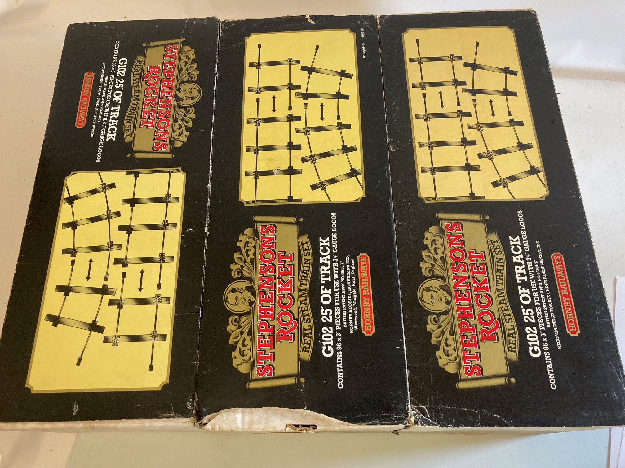 Hornby 3 1/2" gauge track for the Rocket locomotive comprising three track boxes and two points, F-G Image