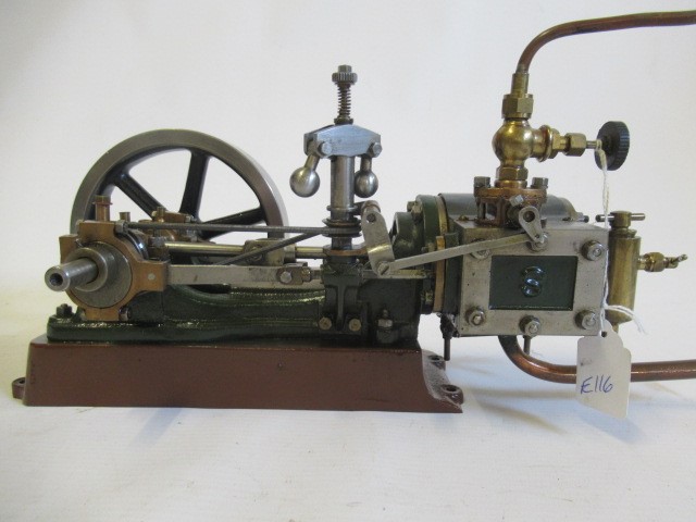 A Stuart No.9 horizontal engine with working regulator, water pump and lubricator, a well made model Image