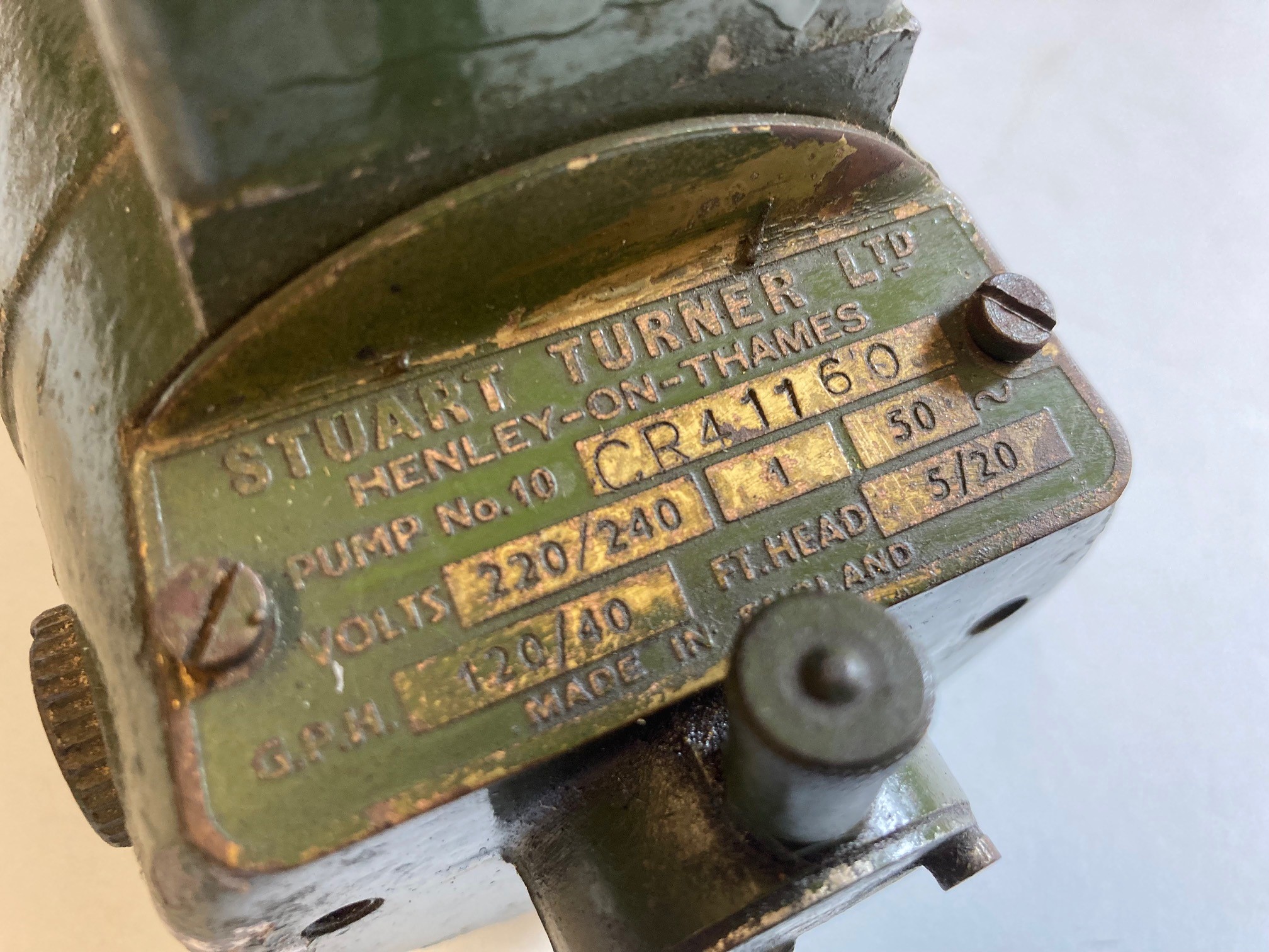 Stuart Turner 240V electric pump (untested), F Image