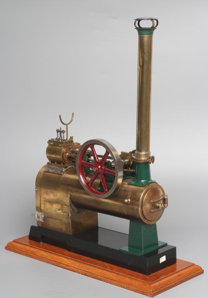A locomotive boiler over type single cylinder steam engine Image
