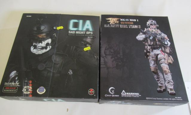 Crazy Dummy US Navy Seal figure and Soldier Story C.I.A. Agent figure, both items boxed, G-E (Est. Image