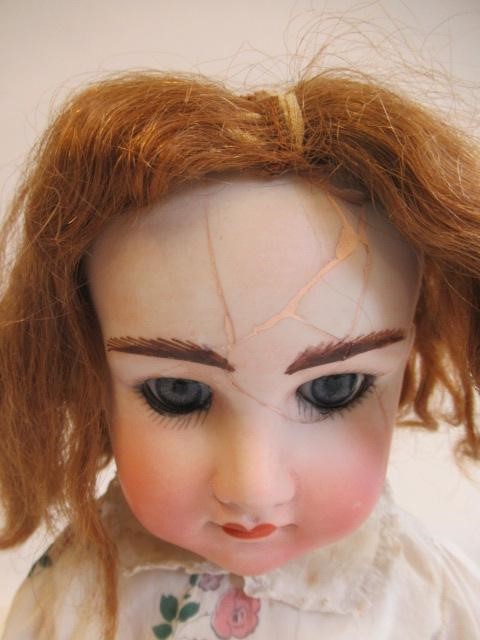 A J. Verlingue bisque socket head Liane doll, with blue glass sleeping eyes, open mouth, teeth, Image