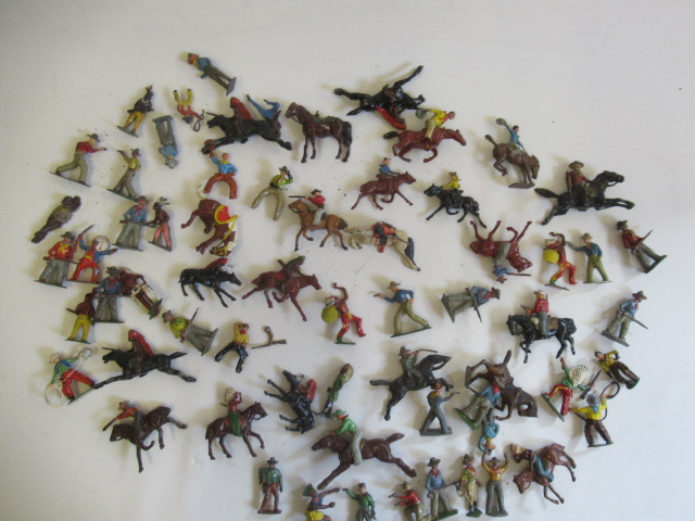 Cowboys and Indians by various makers including horse back riders and shooters, some items have Image