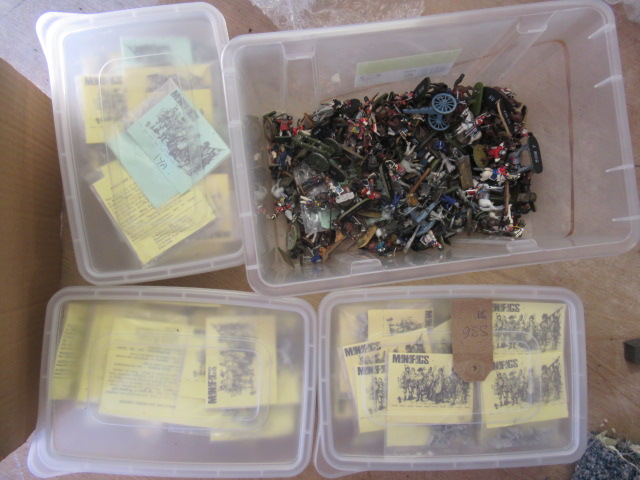 A large quantity of cast white metal Napoleonic soldiers, most items as new, a few loose items Image