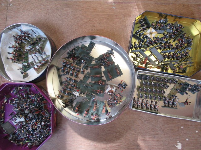 A large quantity of 30mm Napoleonic war gaming figures, all items painted, some assembled in rows, G Image