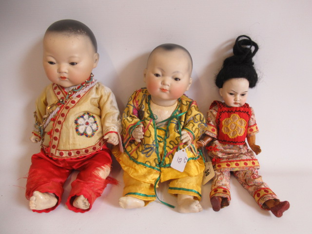 Two Armand Marseille Japanese bisque socket head dolls Image