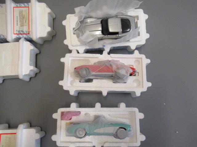 Franklin Mint 1978 Chevrolet Corvette 1956, Corvette and 1963 Corvette, all items boxed, E-M (Est. Image