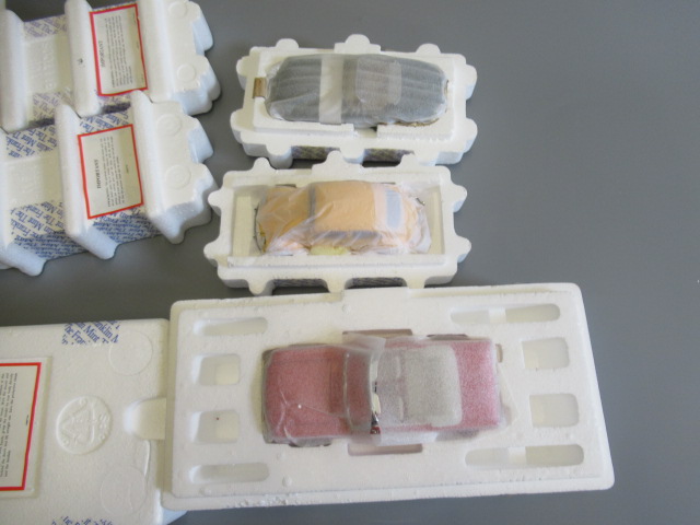 Franklin Mint 1967 VW Beetle, 1961 E Type Jaguar and 1964 Ford Mustang, all items boxed, E-M (Est. Image