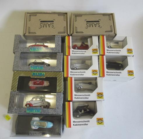 Thirteen micro cars including Messerschmitt bg Gama and Vittesse, all items boxed, E-M (Est. plus Image