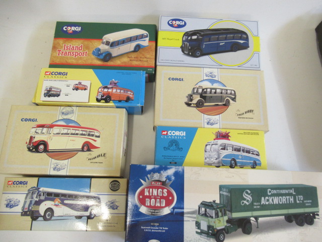 Eight Corgi Classics model bus and Road King models, all items boxed, E (Est. plus 24% premium inc. Image