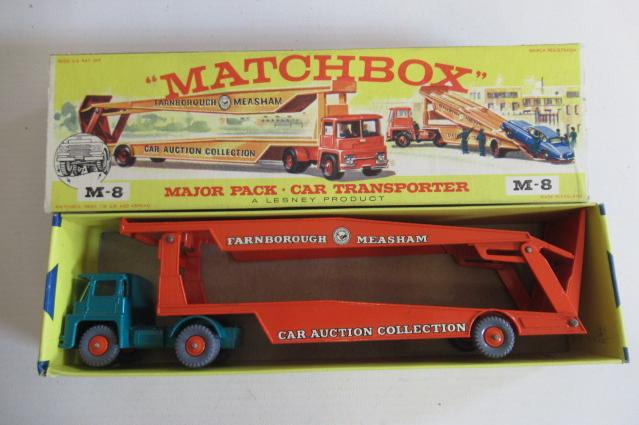 Matchbox M-8 Major Pack car transporter Farnborough Measham, box E, model M (Est. plus 24% premium Image
